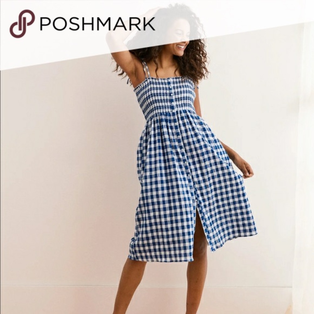 Blue / White Gingham Checker button up dress